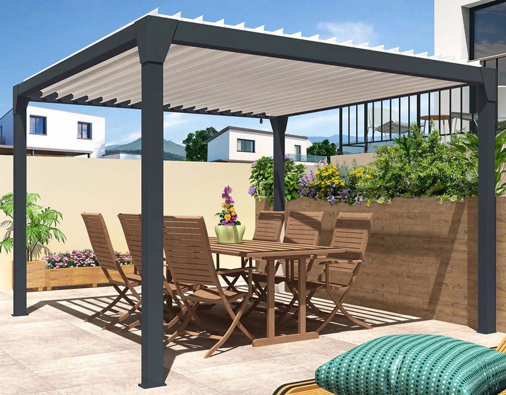 Pergola autoportée bioclimatique sur mesure
